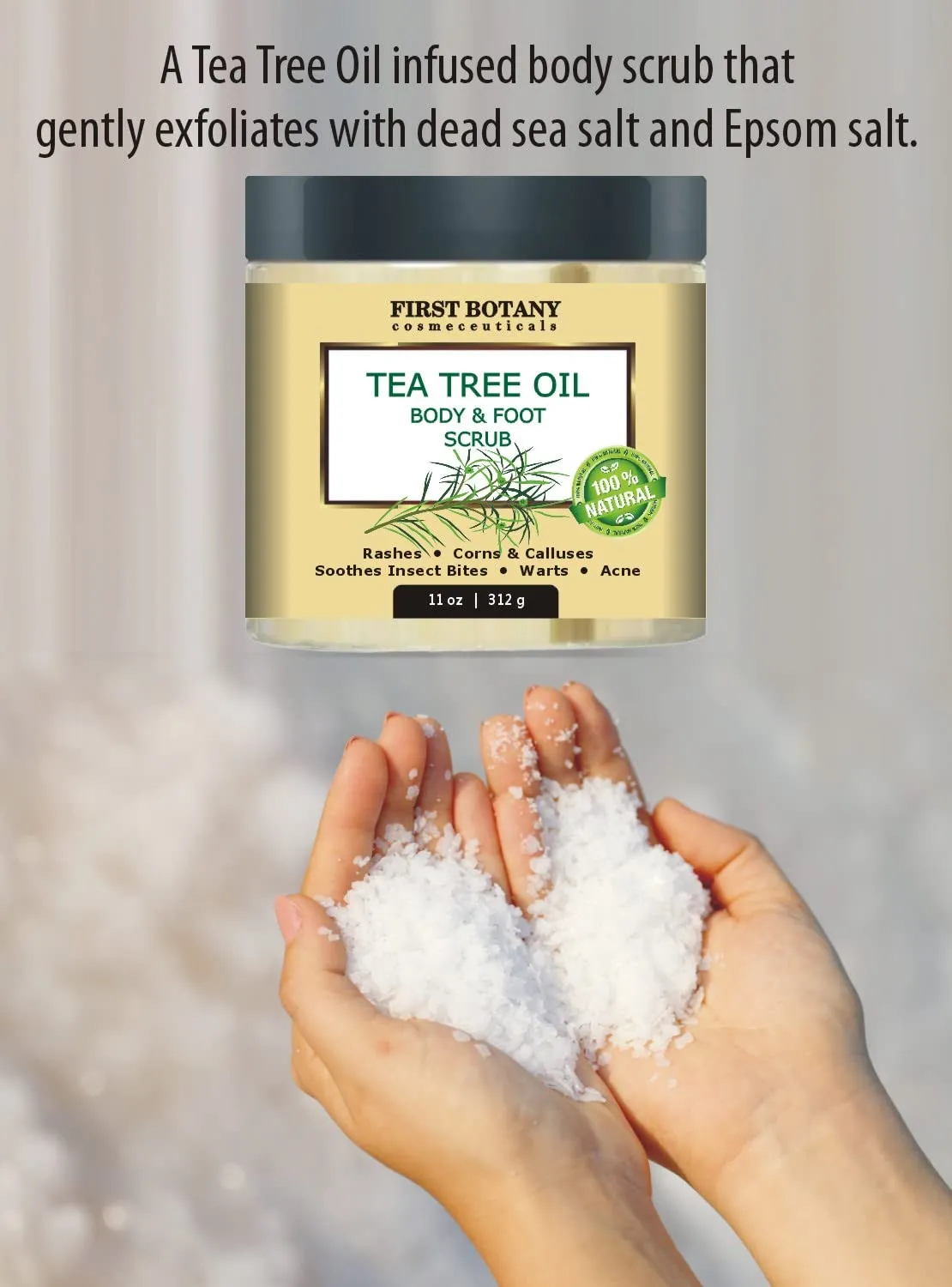 100% Natural Tea Tree Oil Body & Foot Scrub with Dead Sea Salt