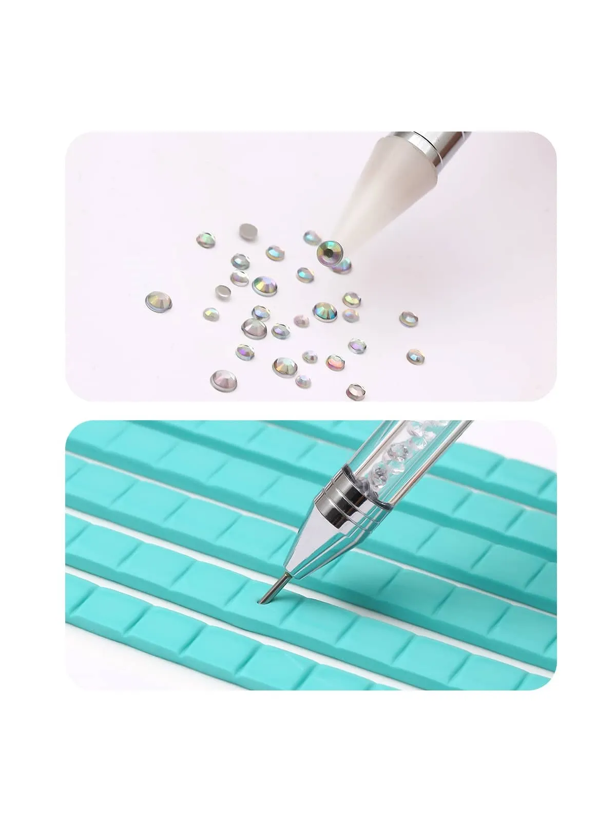 12 Grids Nail Rhinestones with Tweezers &  Double Ended Dotting Pen