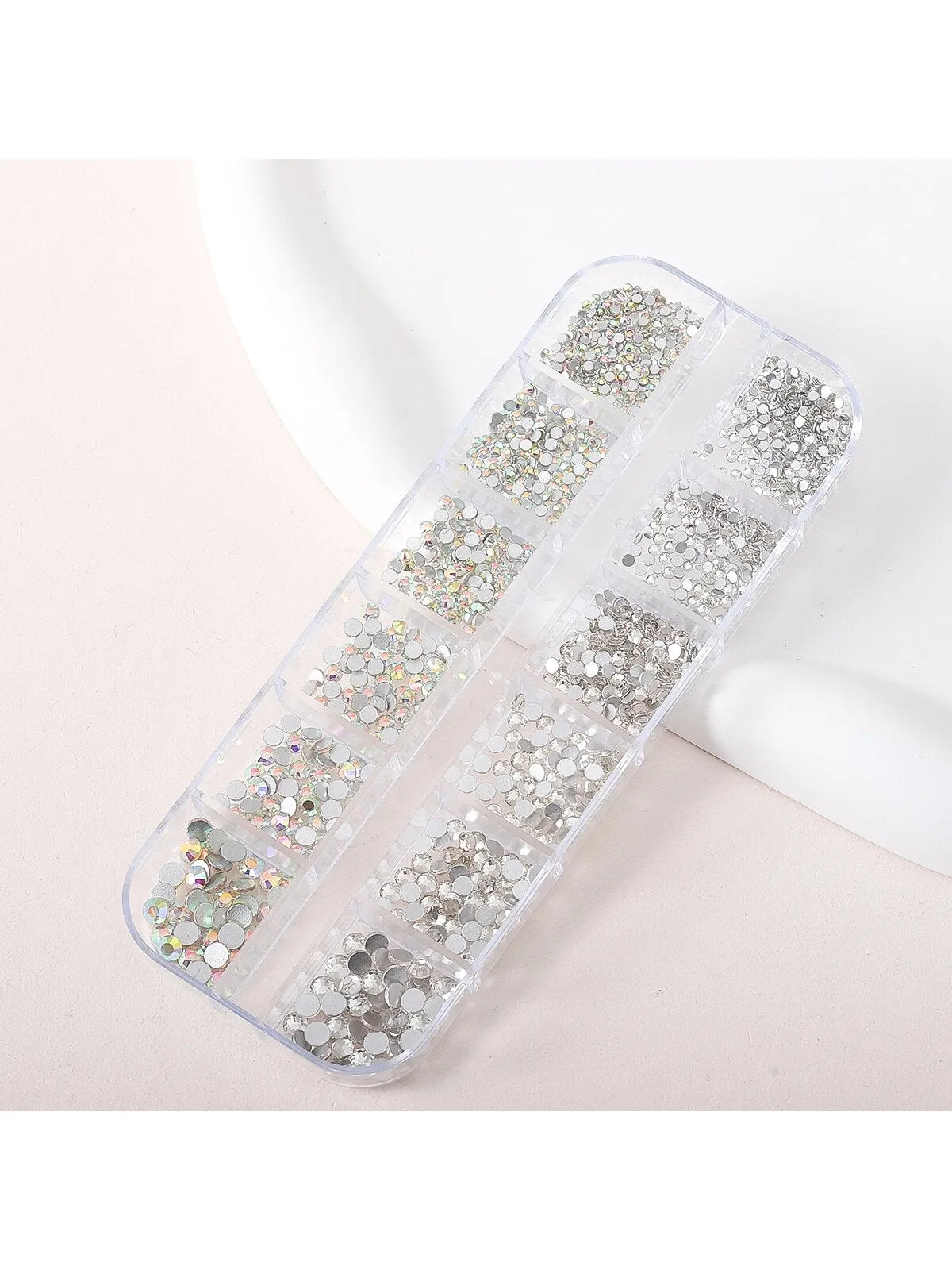 12 Grids Nail Rhinestones with Tweezers &  Double Ended Dotting Pen