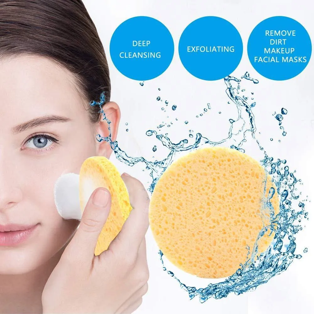 12 Pc Deep Facial Exfoliating Buff Cleansing Cellulose Sponges Gentle Scrub Pads