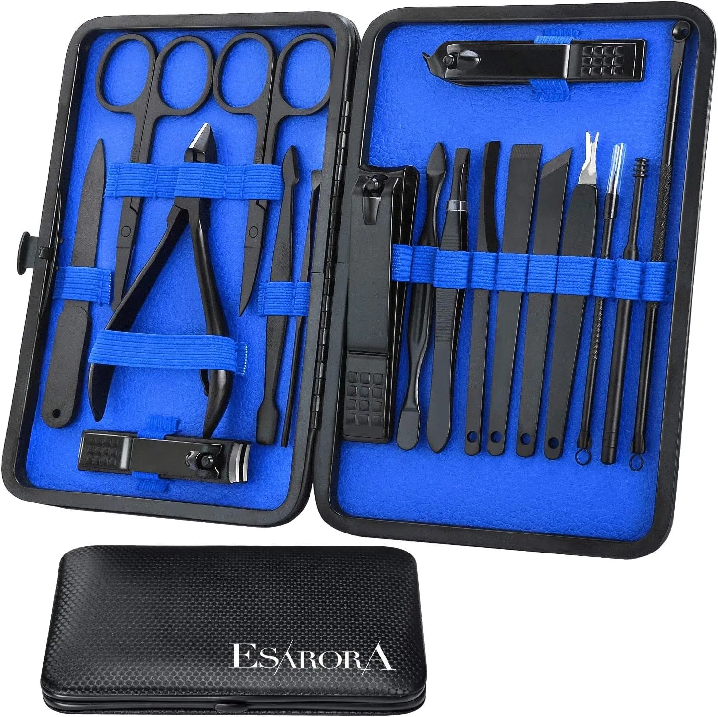 18-Piece Professional Stainless Steel Manicure and Pedicure Kit with Travel Case