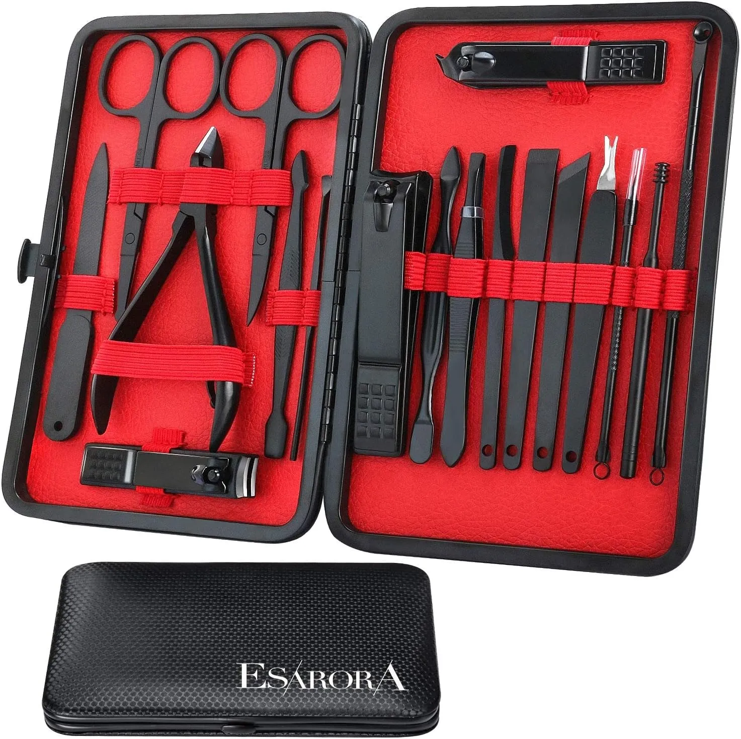 18-Piece Professional Stainless Steel Manicure and Pedicure Kit with Travel Case