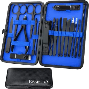 18-Piece Professional Stainless Steel Manicure and Pedicure Kit with Travel Case