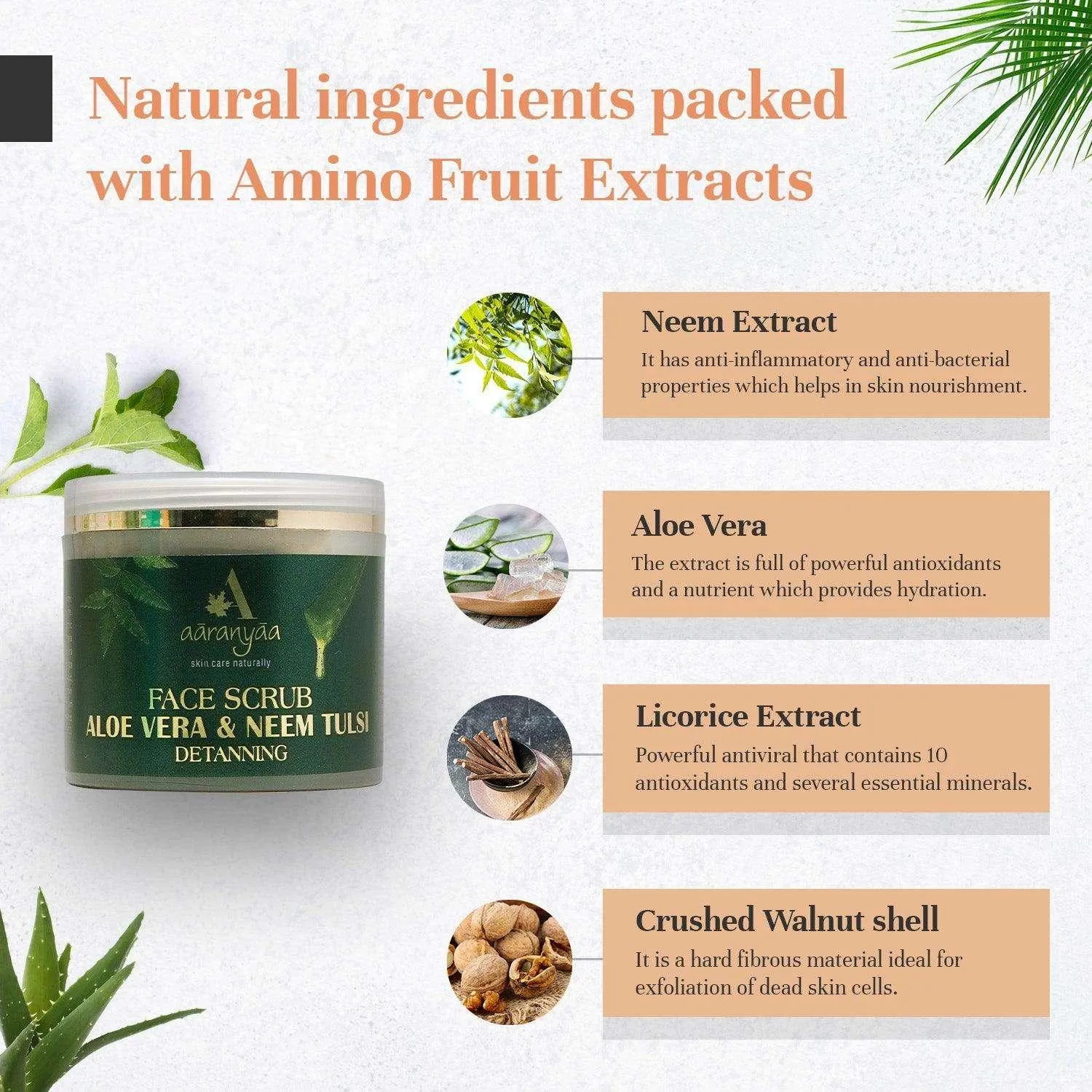 Aloe Vera & Neem Tulsi Detanning Face Scrub (100gm)