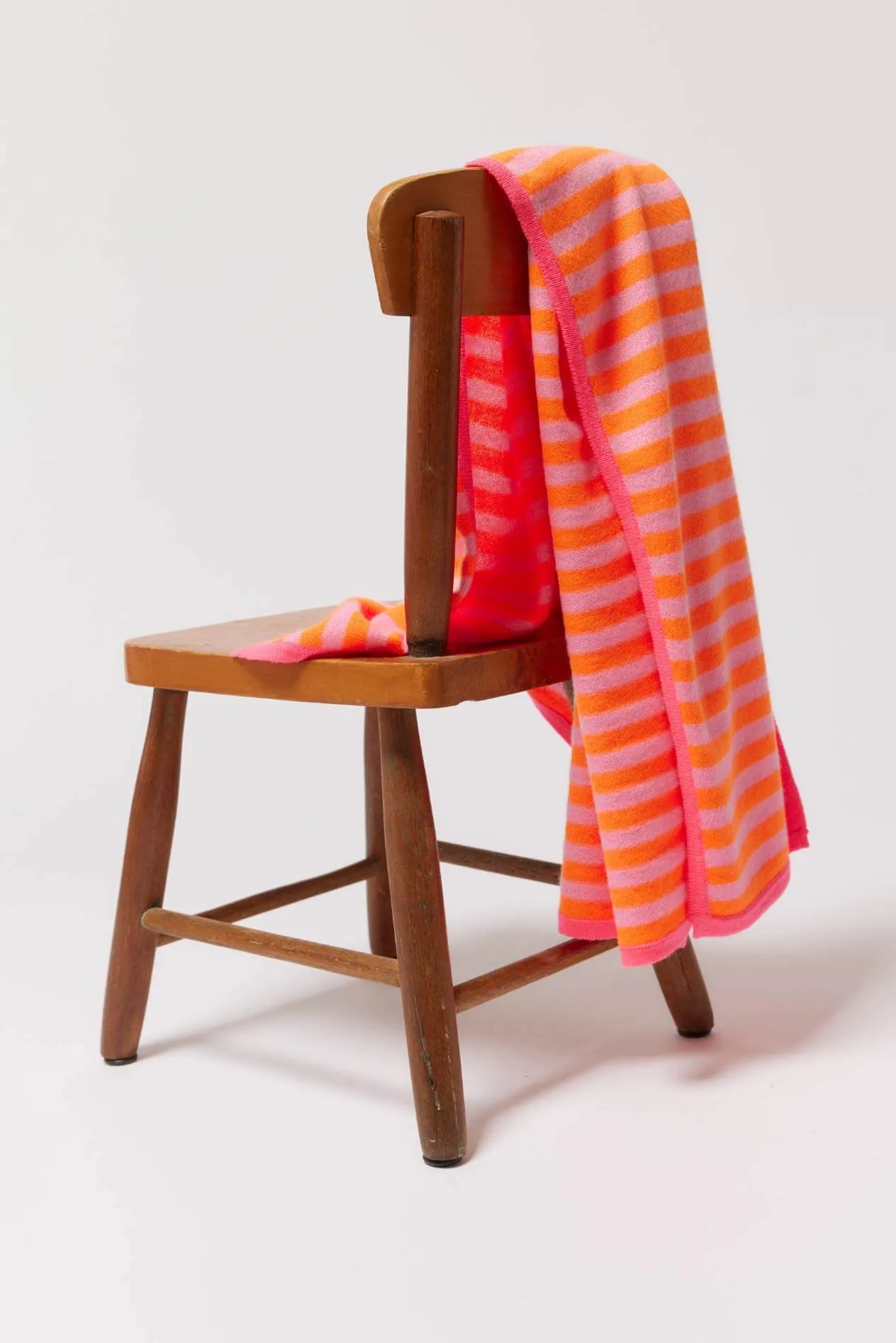 Baby Cashmere Blanket in Electric, Orange Pink Stripe