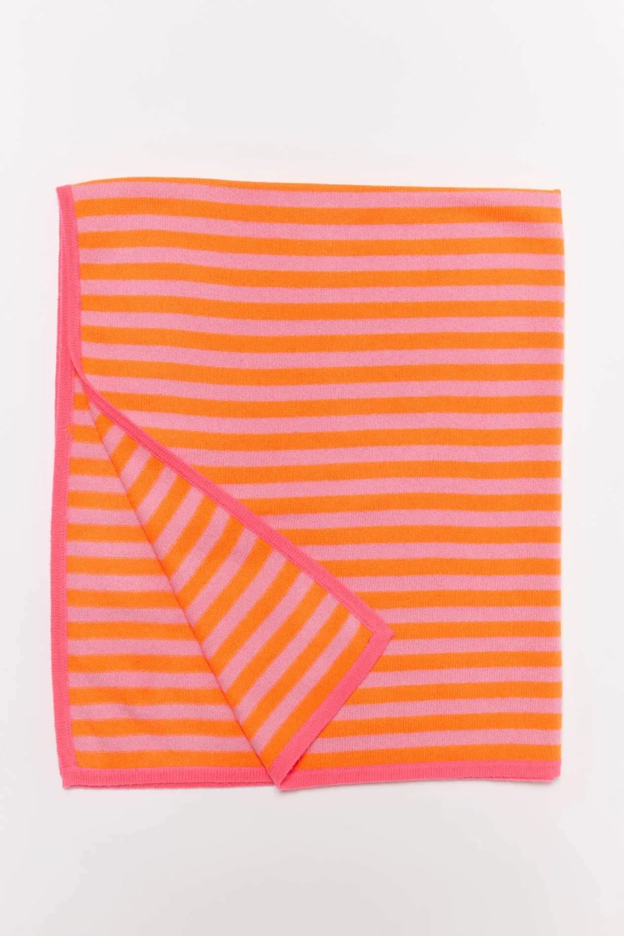 Baby Cashmere Blanket in Electric, Orange Pink Stripe