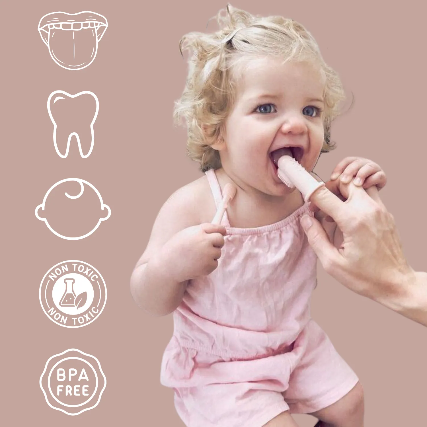 Baby Finger Toothbrush & Tongue Cleaner Oral Set 3m  (Blush)