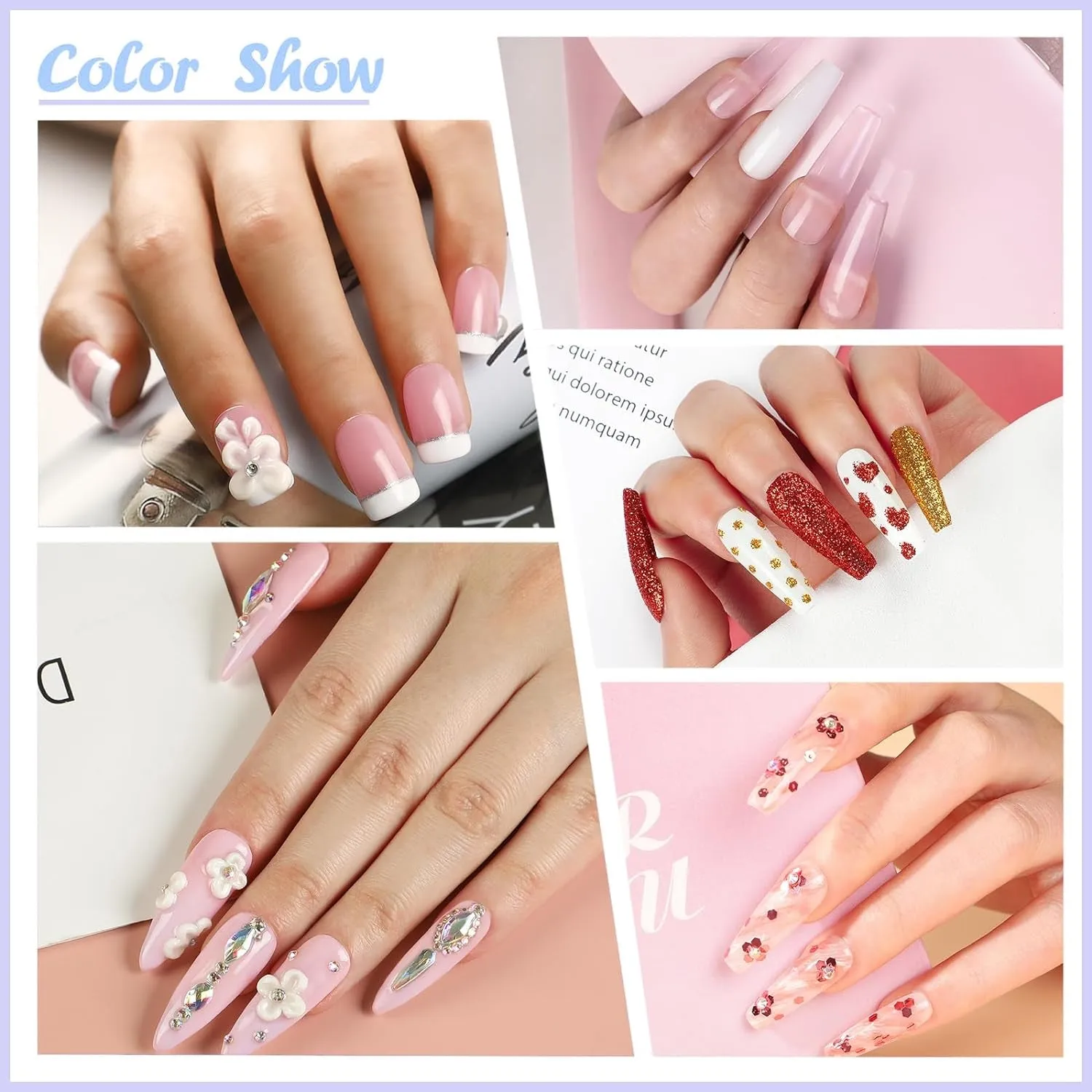 Beginner-Friendly Acrylic Nail Art Kit - Drill, UV Light, 45 Colors of Powder & Glitter Tools