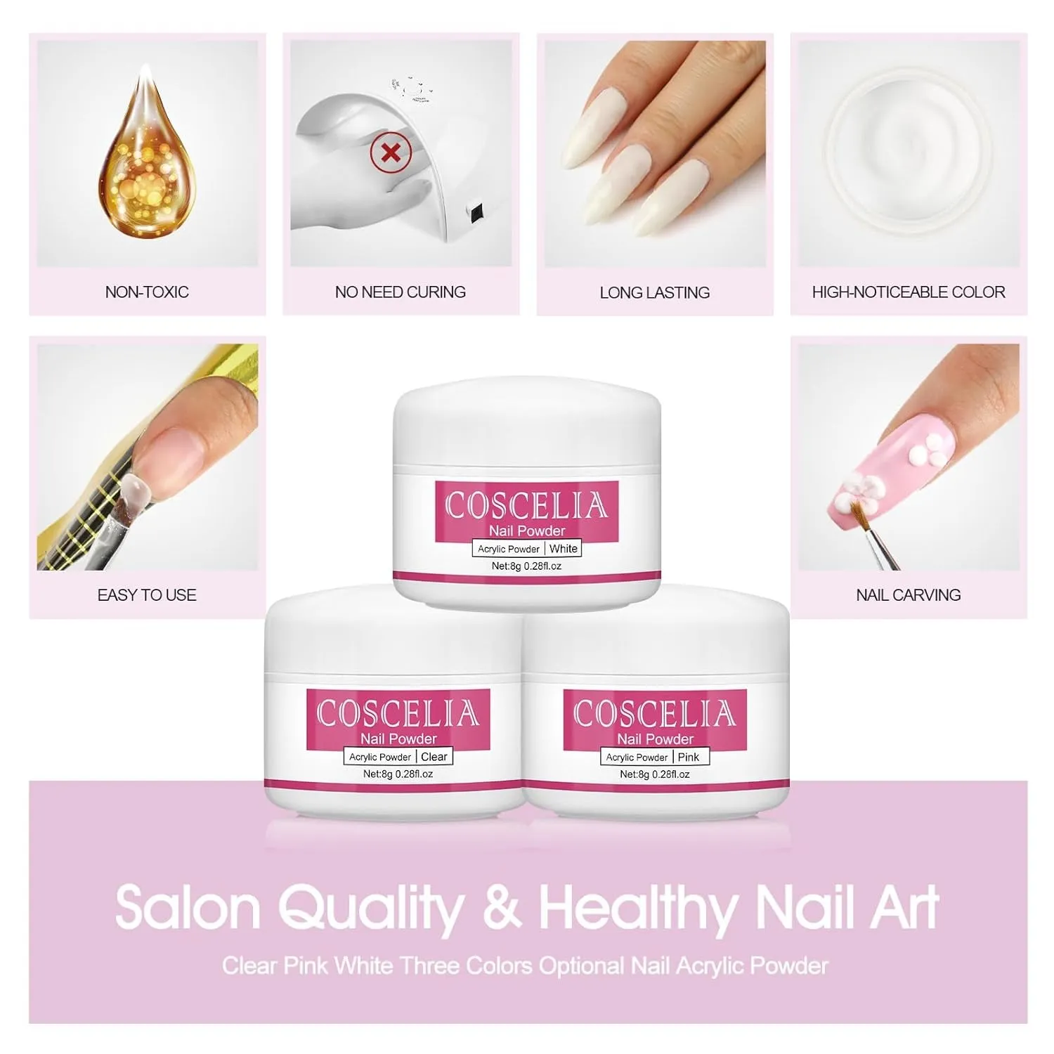 Beginner-Friendly Acrylic Nail Art Kit - Drill, UV Light, 45 Colors of Powder & Glitter Tools