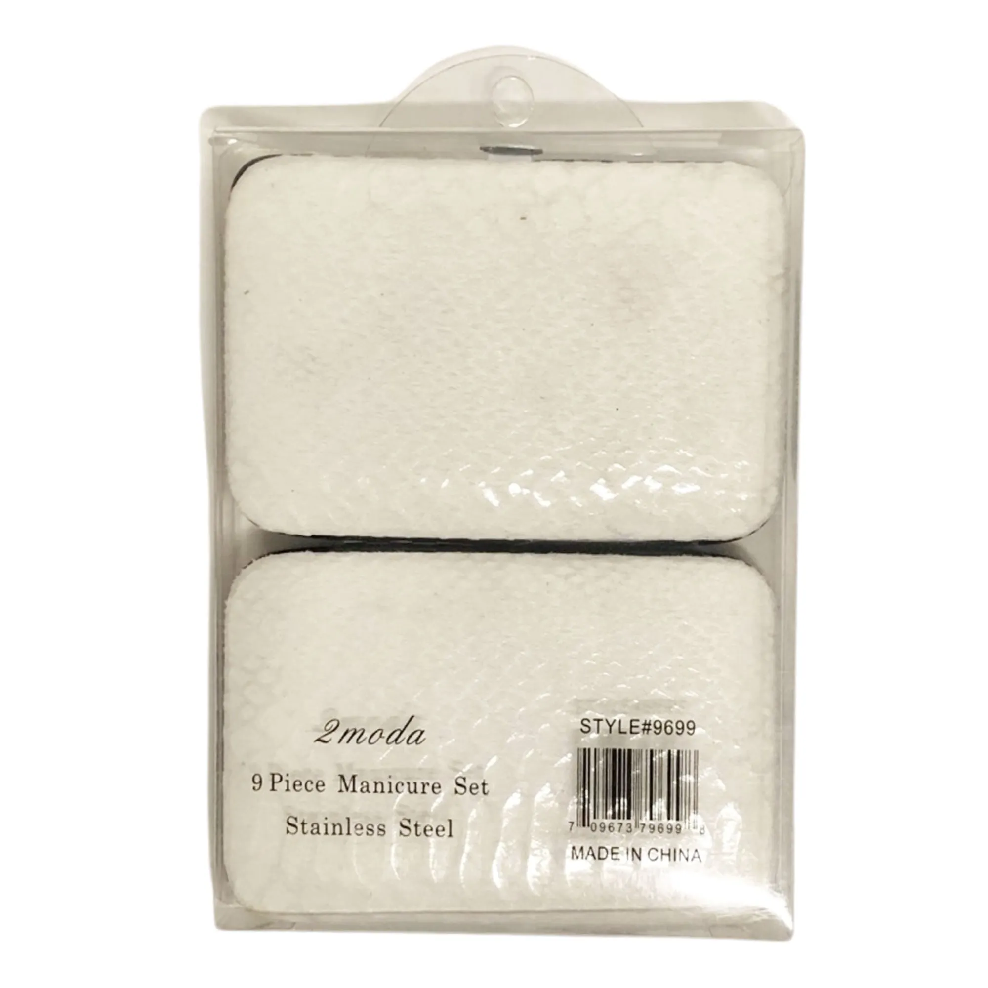 CLEARANCE SNAKE  PRINT MANICURE SET (CASE OF 24 - $2.50 / PIECE)  Wholesale 9 Piece Stainless Steel Manicure Set in Silver White Snake SKU: 9699-SNK-SILVER-24