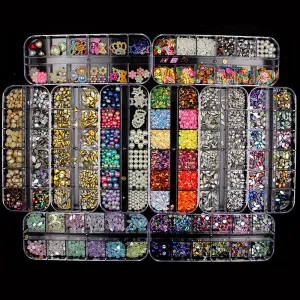 Crystal Nail Art Rhinestone Set - 3D Diamond Gem Nairl Art Decoration - Crystal Rhinestones for Nails - Shiny Rhinestones For Glitter Nail