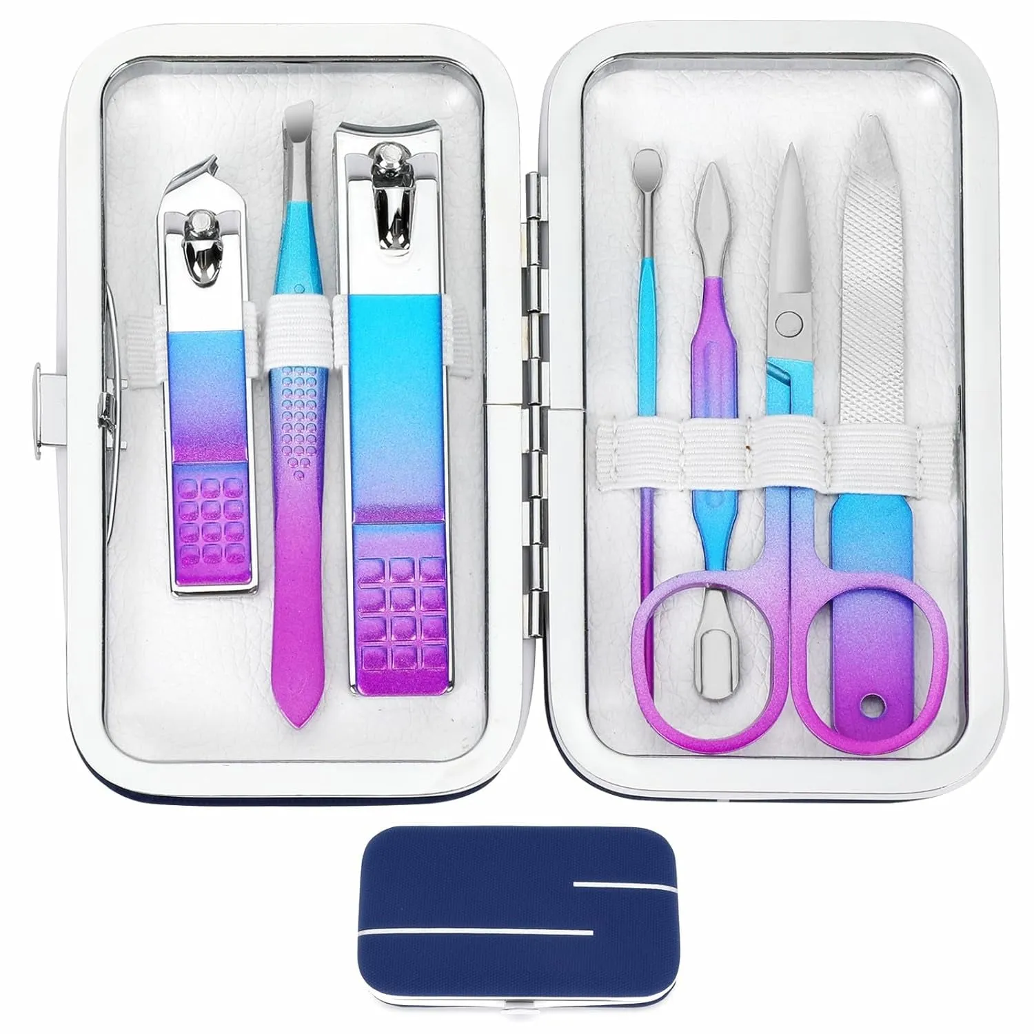 Deluxe 7-Piece Green Manicure & Pedicure Set - Perfect Grooming Gift for All in Portable Case