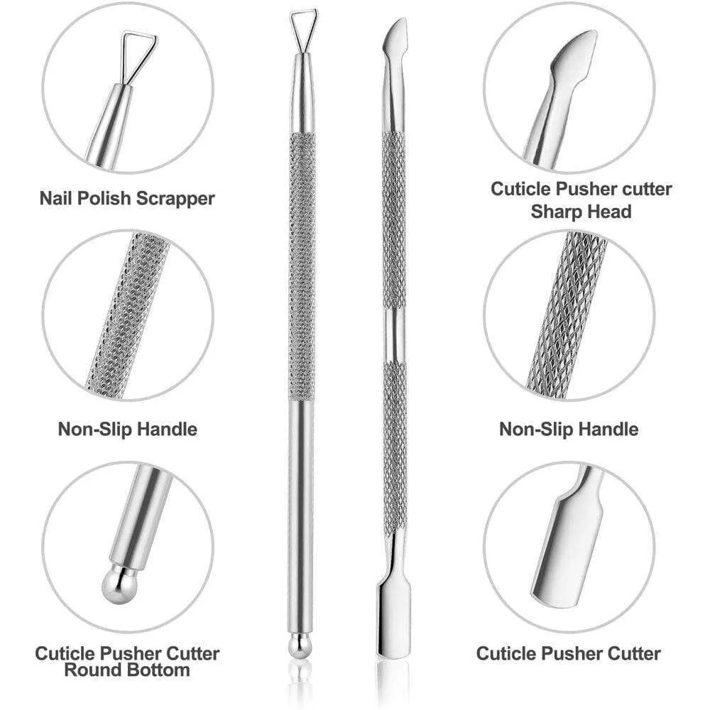 Double-ended Nails Cuticle Pusher Finger Dead Skin Remover Nail Nippers Cutter for Manicure Pedicure Accessories  Art Tools Sets