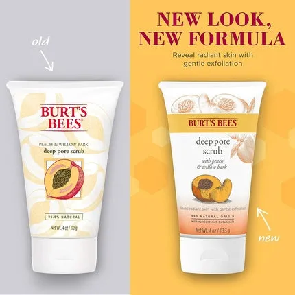 Exfoliating facial scrub made from peach and willow bark for deep cleansing of pores 113, 3 grams, Burt'S Bees