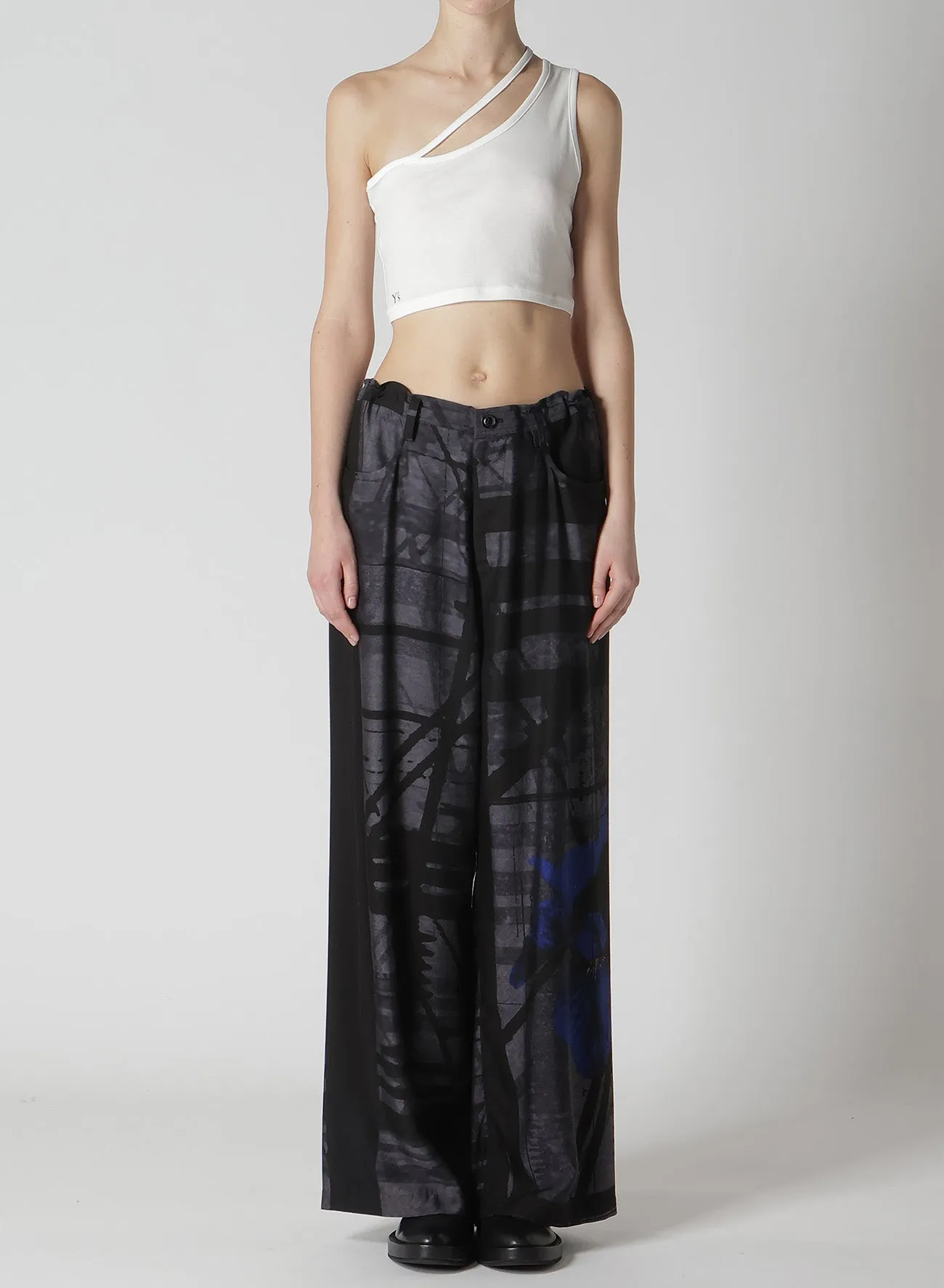 FLOWER&CABLE PRINT LONG STRAIGHT PANTS