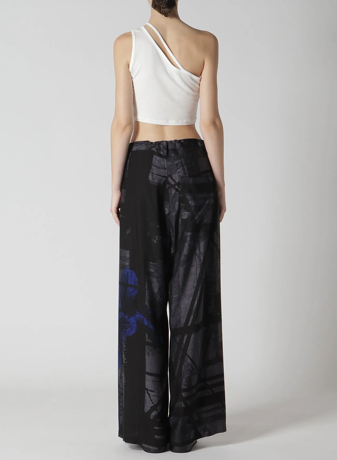FLOWER&CABLE PRINT LONG STRAIGHT PANTS