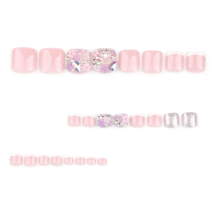 French Style Manicure Fake Nails-أظافر صناعية على الطراز الفرنسي