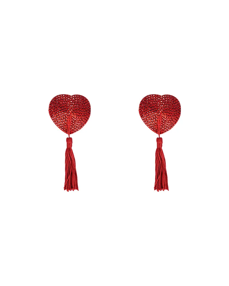 Heart Shape Concealers Sticker Breast Pads Pasties Bra with Tassel