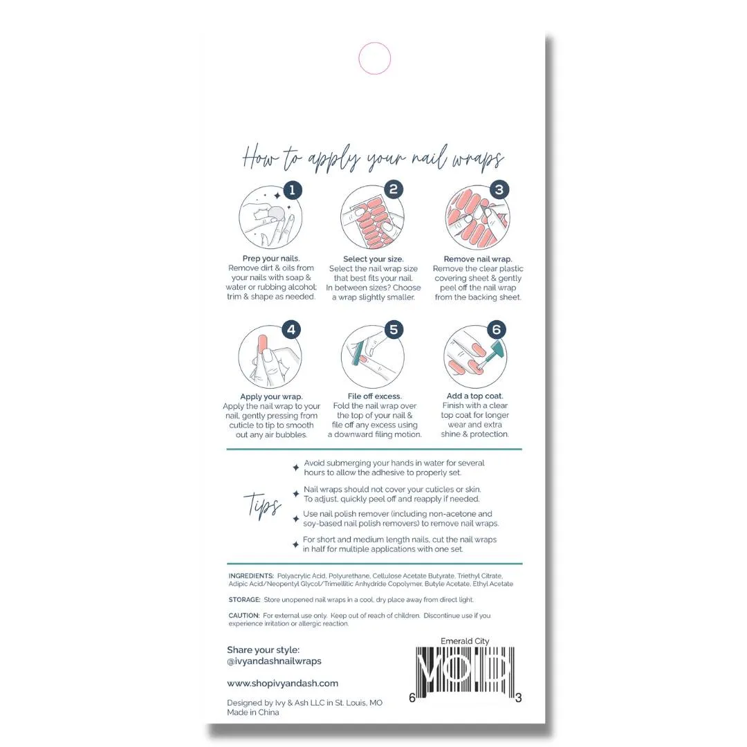 Ivy & Ash | Flower Girl | Trendy Muted Floral Print Nail Wrap Set