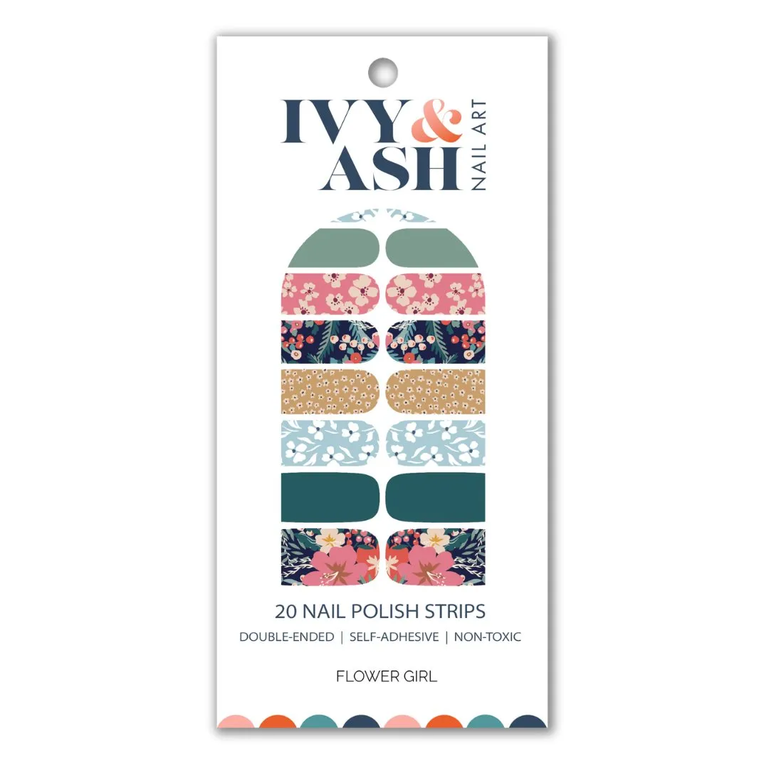 Ivy & Ash | Flower Girl | Trendy Muted Floral Print Nail Wrap Set