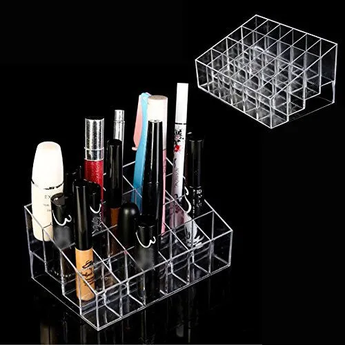 Lifestyle You 24 Compartment Luxurius Clear Acrylic Makeup Organiser Lipstick Holder Case ,2 Pieces