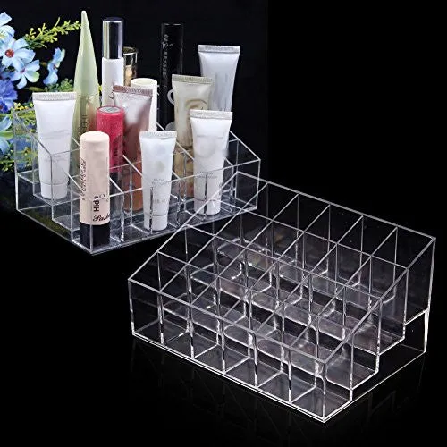 Lifestyle You 24 Compartment Luxurius Clear Acrylic Makeup Organiser Lipstick Holder Case ,2 Pieces