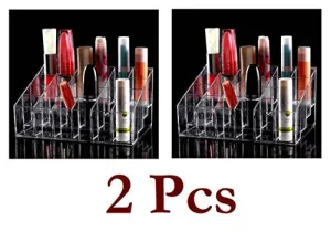 Lifestyle You 24 Compartment Luxurius Clear Acrylic Makeup Organiser Lipstick Holder Case ,2 Pieces