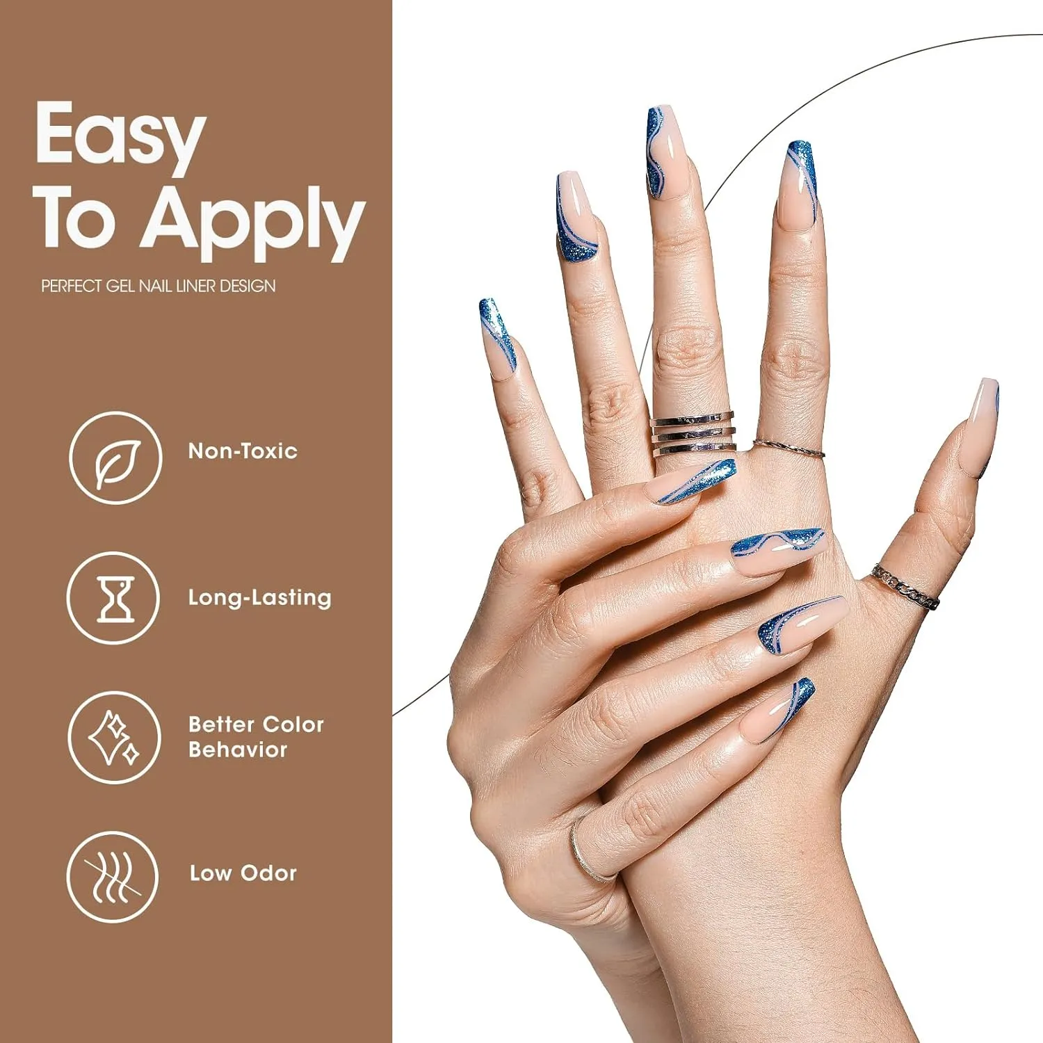 Liner Glitter Gel Nail Polish, Set of 6 Colors