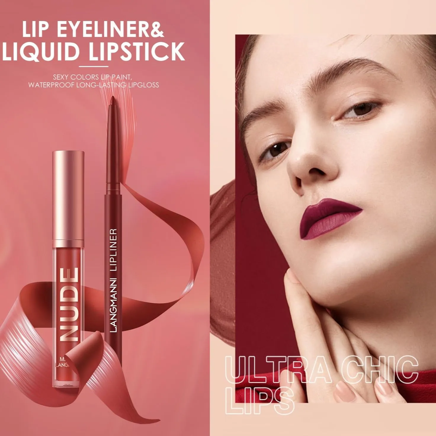Matte Lipstick & Lipliner Set - Waterproof Velvet Kit for Women & Girls - Perfect Gift Box
