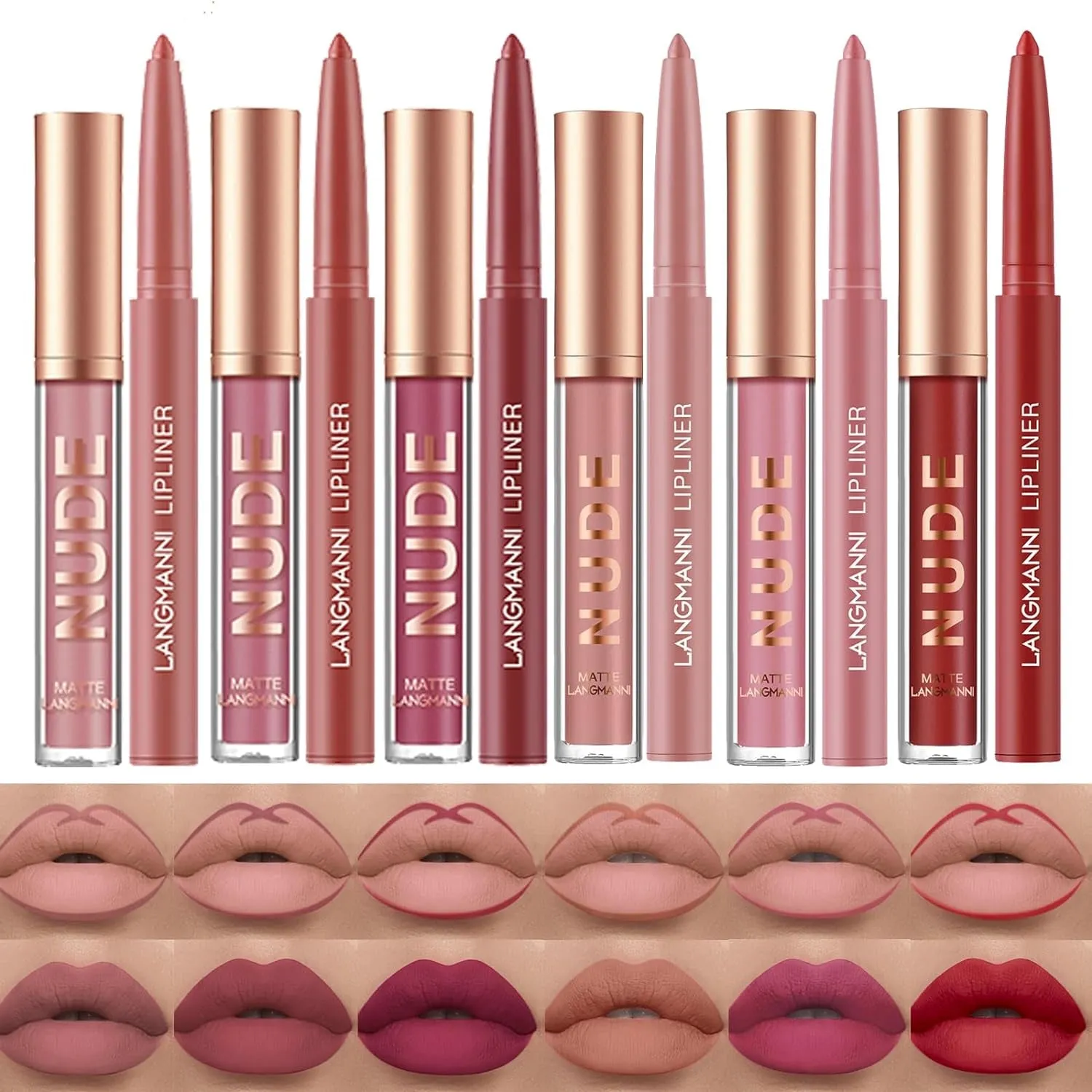 Matte Lipstick & Lipliner Set - Waterproof Velvet Kit for Women & Girls - Perfect Gift Box