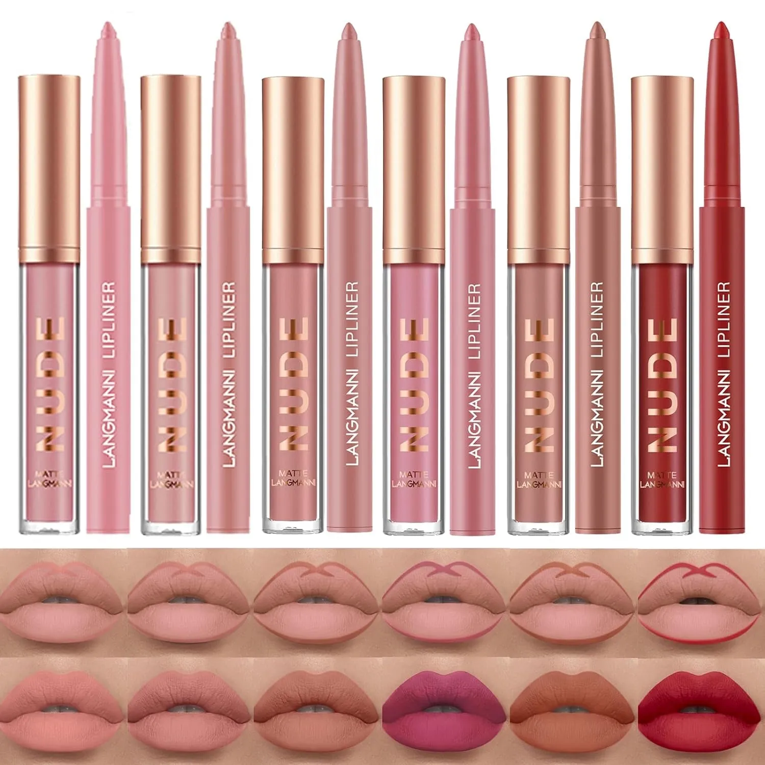Matte Lipstick & Lipliner Set - Waterproof Velvet Kit for Women & Girls - Perfect Gift Box
