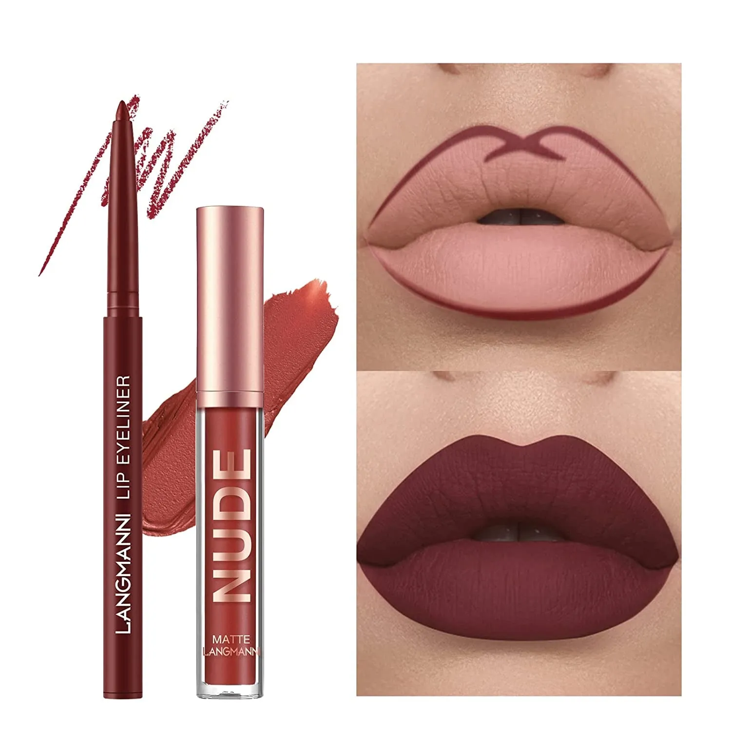 Matte Lipstick & Lipliner Set - Waterproof Velvet Kit for Women & Girls - Perfect Gift Box