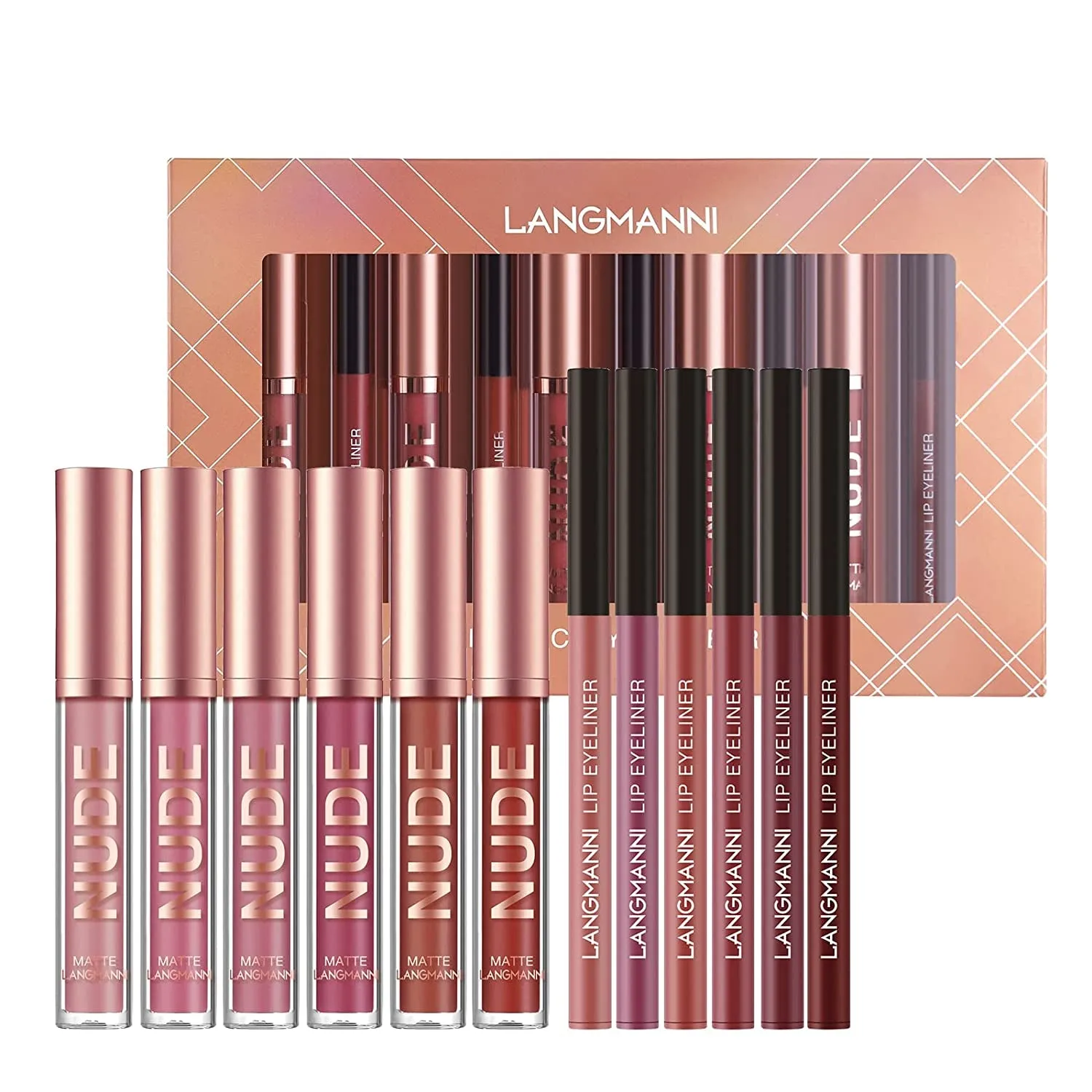 Matte Lipstick & Lipliner Set - Waterproof Velvet Kit for Women & Girls - Perfect Gift Box