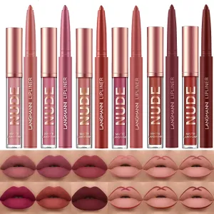 Matte Lipstick & Lipliner Set - Waterproof Velvet Kit for Women & Girls - Perfect Gift Box