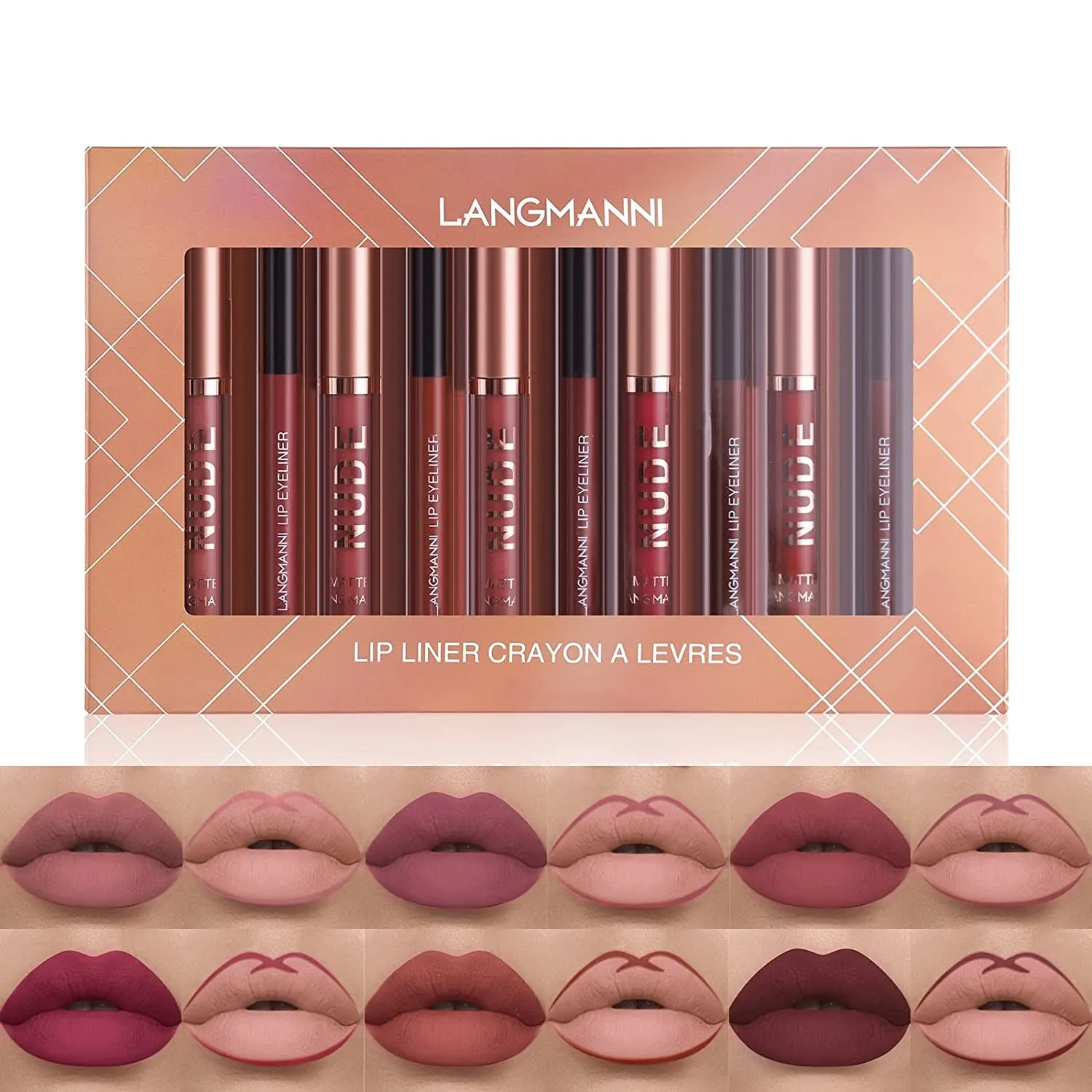 Matte Lipstick & Lipliner Set - Waterproof Velvet Kit for Women & Girls - Perfect Gift Box