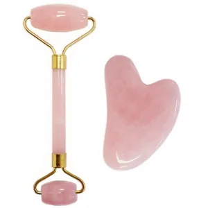 PRECIOUS GEMS Jade Roller & Gua Sha Set - Rose Quartz