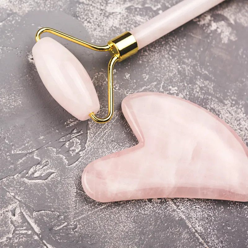 PRECIOUS GEMS Jade Roller & Gua Sha Set - Rose Quartz