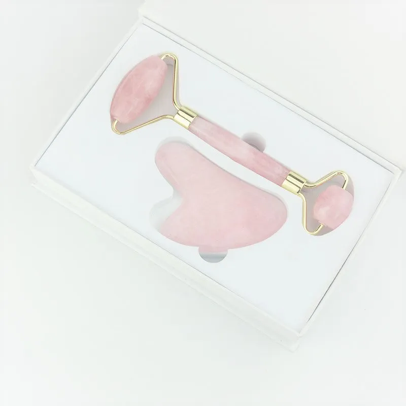 PRECIOUS GEMS Jade Roller & Gua Sha Set - Rose Quartz