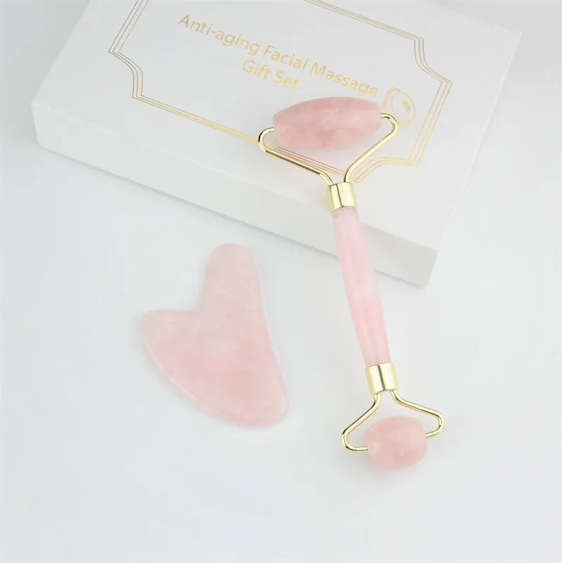 PRECIOUS GEMS Jade Roller & Gua Sha Set - Rose Quartz
