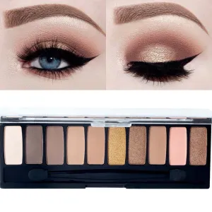 Professional Eyeshadow Palette Waterproof Eye Pigment Mineral Powder 10 Color Shimmer Matte Nude