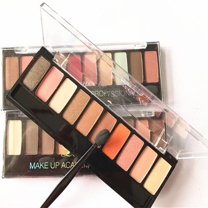 Professional Eyeshadow Palette Waterproof Eye Pigment Mineral Powder 10 Color Shimmer Matte Nude