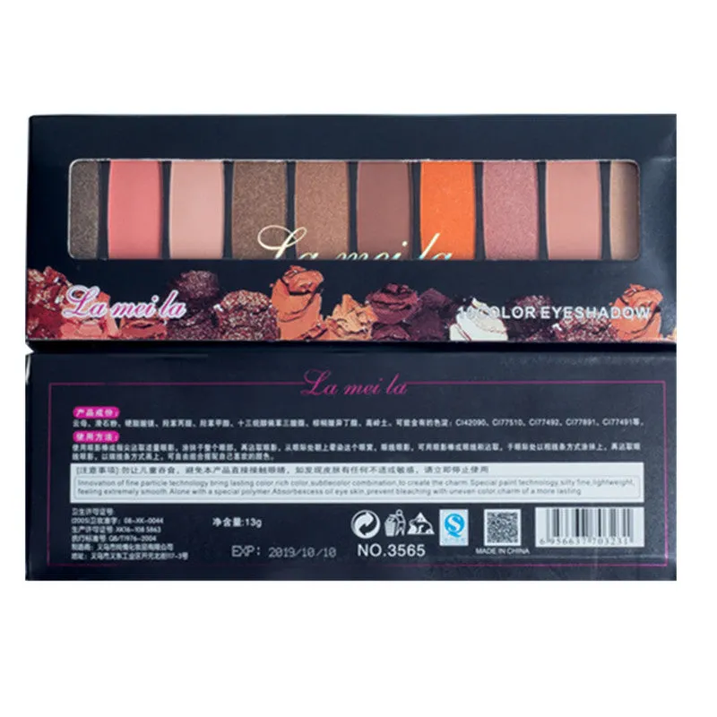 Professional Eyeshadow Palette Waterproof Eye Pigment Mineral Powder 10 Color Shimmer Matte Nude