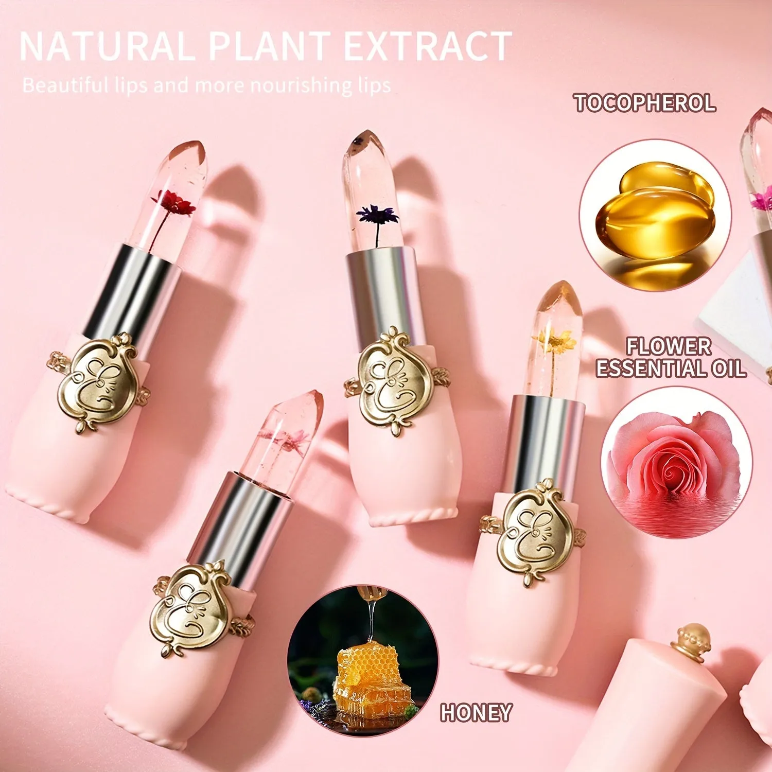 Valentines Day Lipstick Set Moisturizing Longlasting Colorchanging Flower Jelly