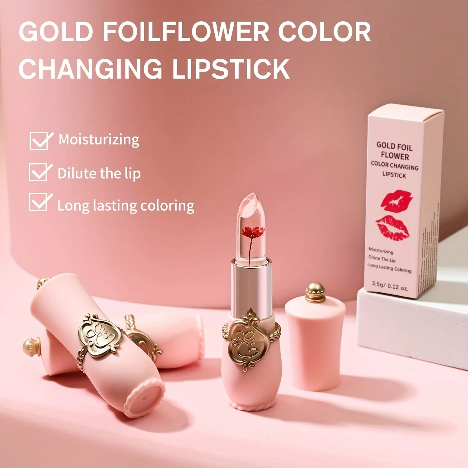 Valentines Day Lipstick Set Moisturizing Longlasting Colorchanging Flower Jelly