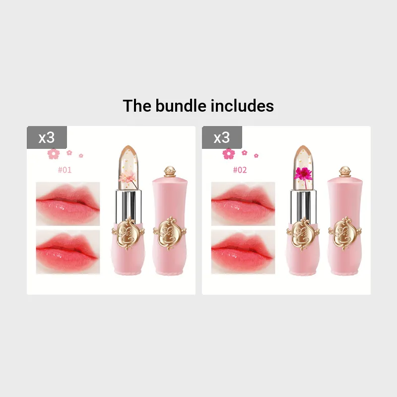 Valentines Day Lipstick Set Moisturizing Longlasting Colorchanging Flower Jelly