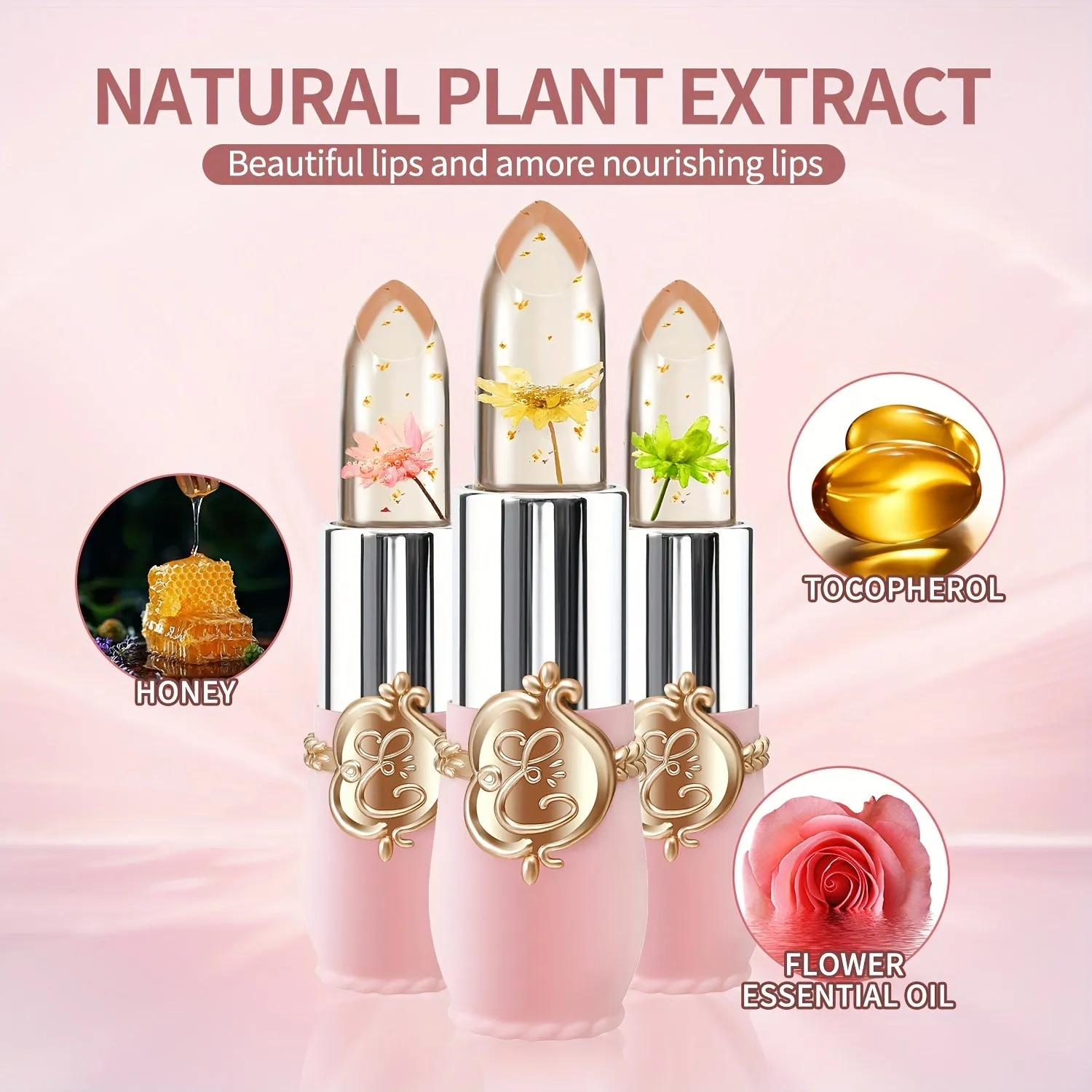 Valentines Day Lipstick Set Moisturizing Longlasting Colorchanging Flower Jelly
